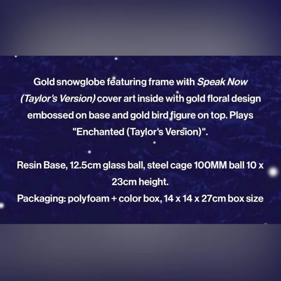 NEW Taylor Swift Speak Now Snowglobe - Picture 7 of 7